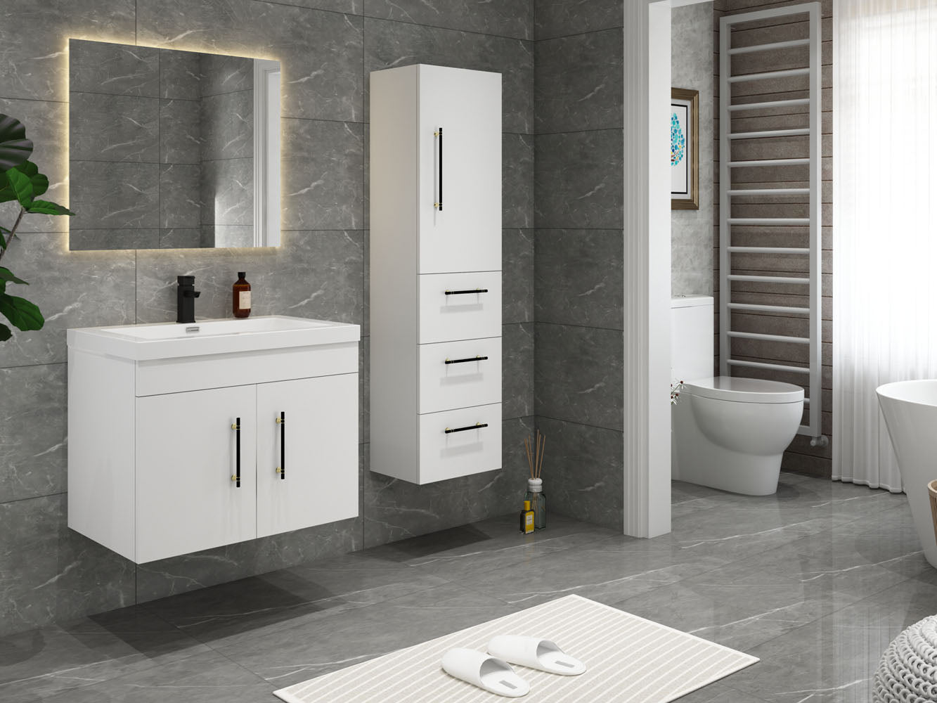 Elsa Glossy White Wall Mounted Side Cabinet