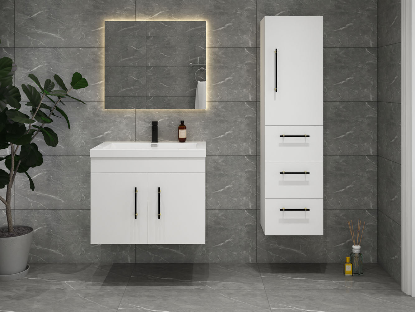 Elsa Glossy White Wall Mounted Side Cabinet