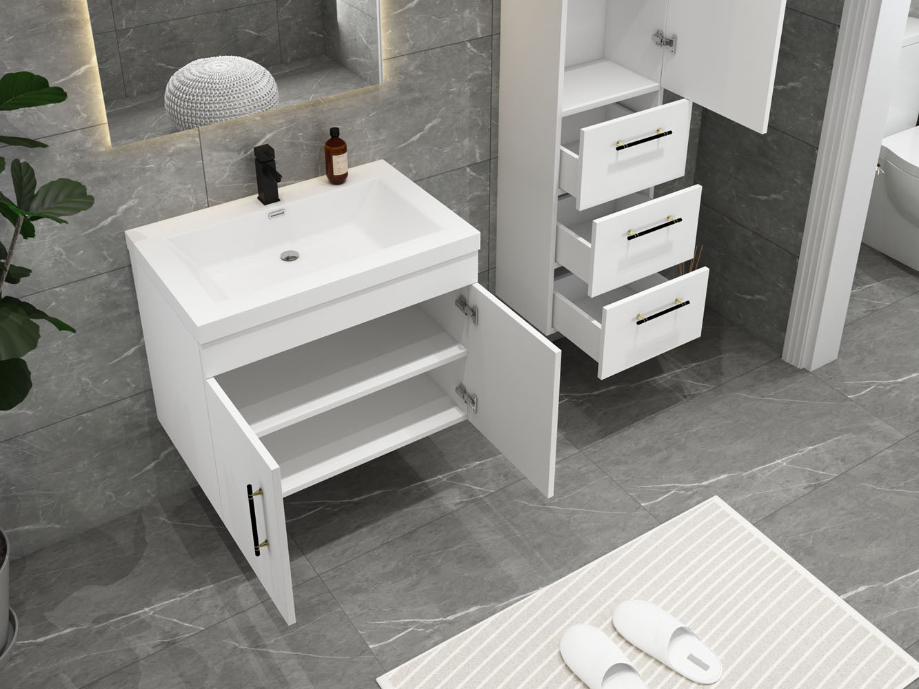 Elsa Glossy White Wall Mounted Side Cabinet