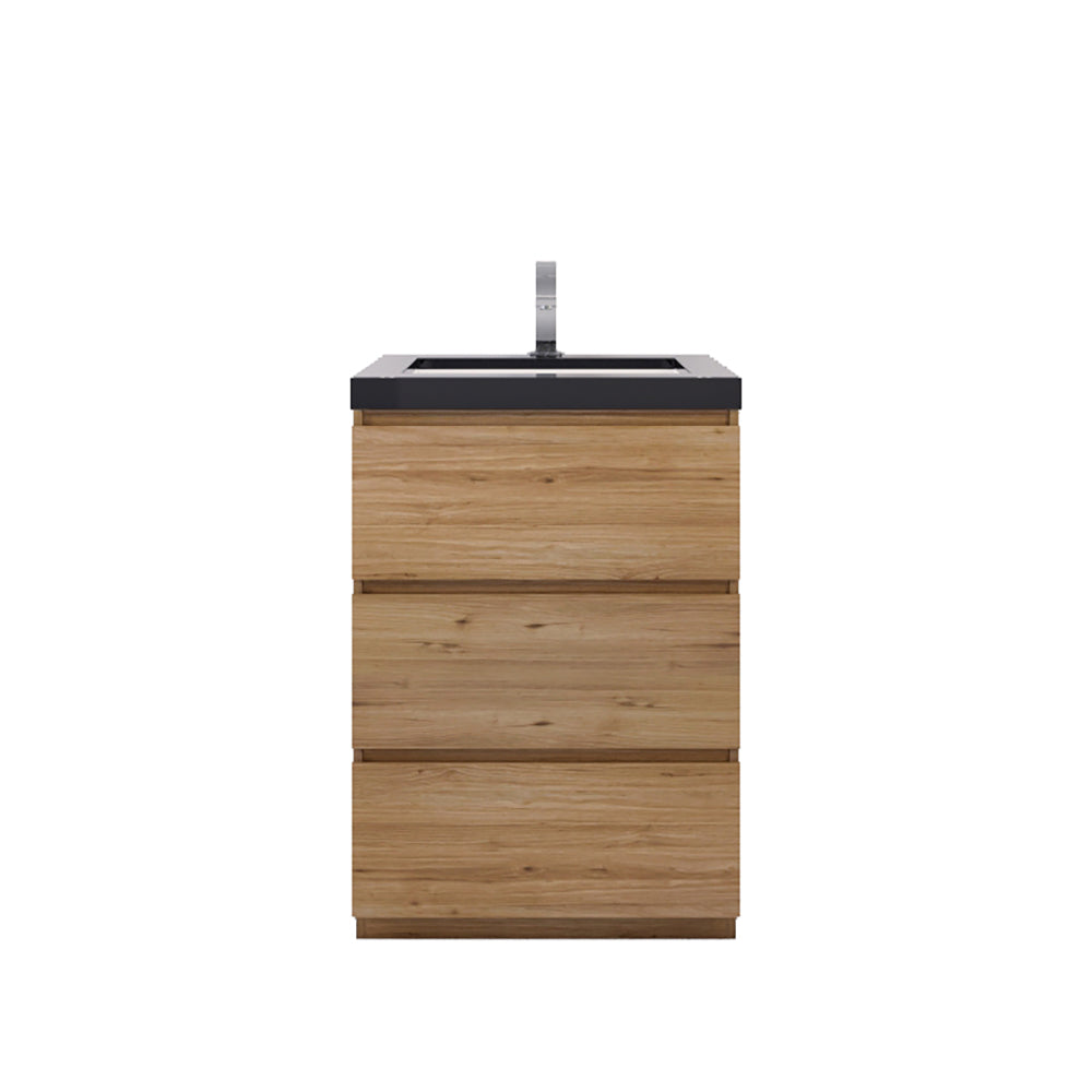 Stanley 24" Natural Oak Freestanding Vanity with Reinforced Acrylic Sink