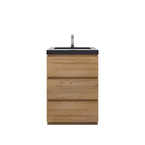 Stanley 24" Natural Oak Freestanding Vanity with Reinforced Acrylic Sink