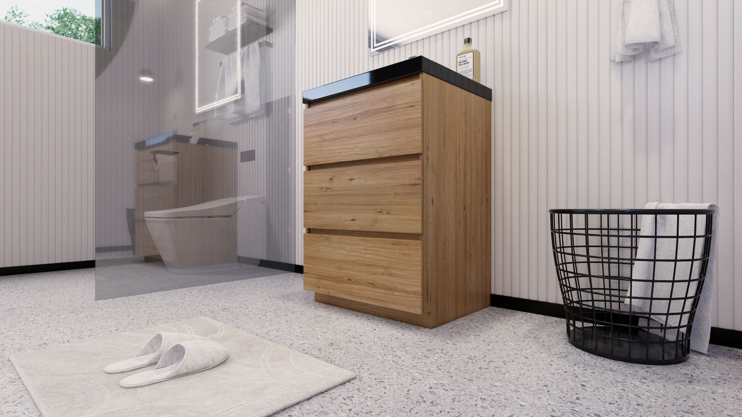 Stanley 24" Natural Oak Freestanding Vanity with Reinforced Acrylic Sink
