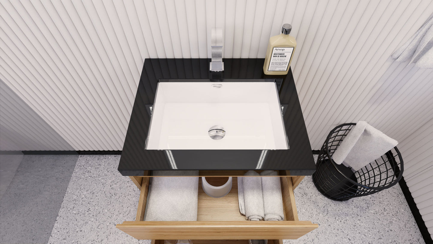 Stanley 24" Natural Oak Freestanding Vanity with Reinforced Acrylic Sink