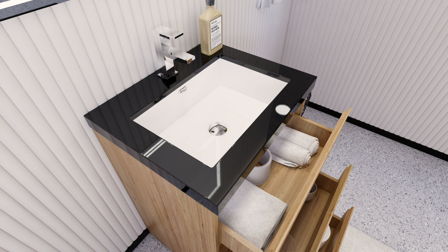 Stanley 24" Natural Oak Freestanding Vanity with Reinforced Acrylic Sink