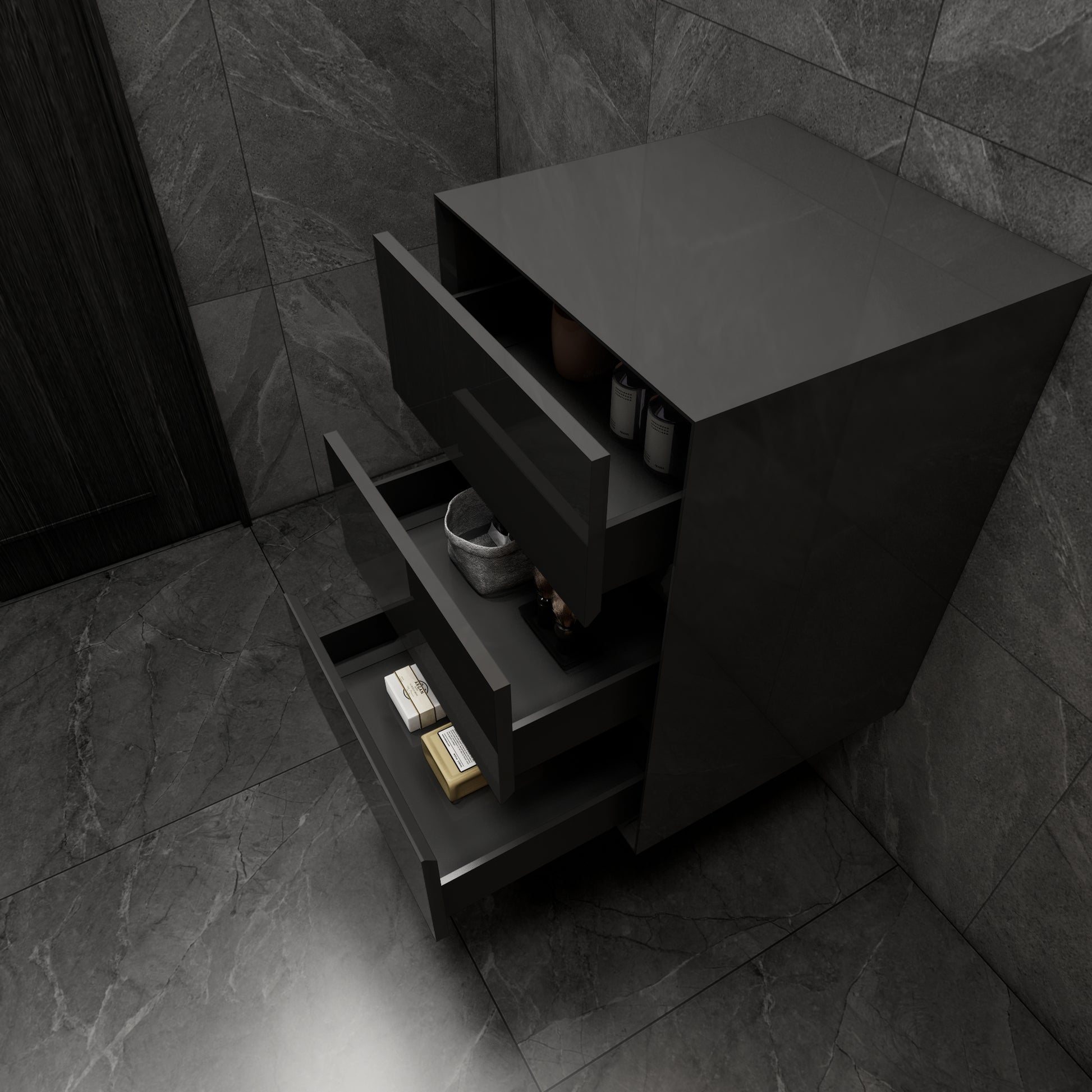 Max 20" Gloss Black Side Cabinet - Bathroom Side Cabinets Better Vanity