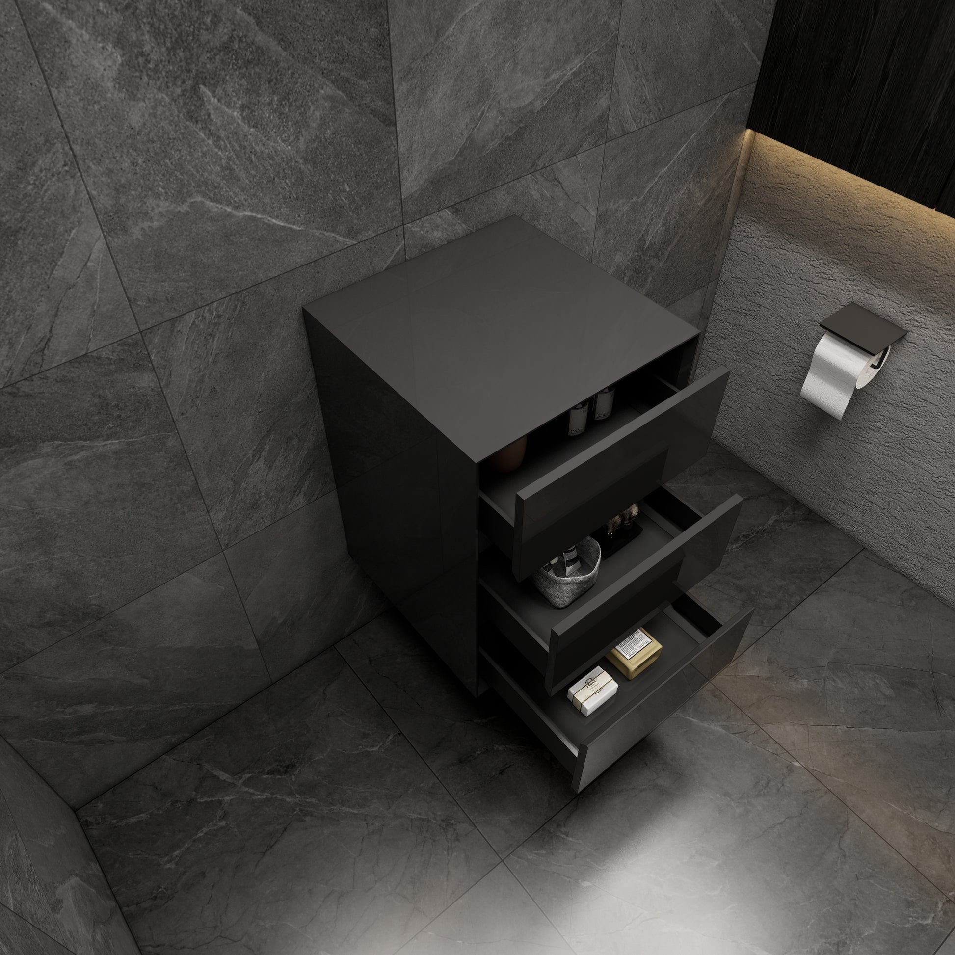 Max 20" Gloss Black Side Cabinet - Bathroom Side Cabinets Better Vanity
