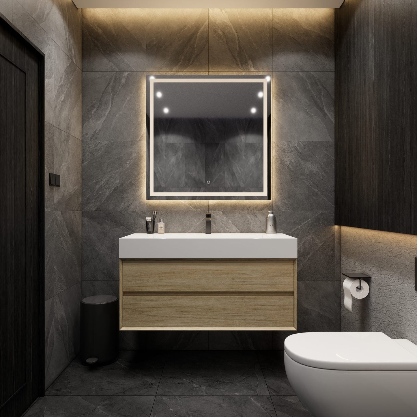 Max 48" Coffee Wood Bathroom Vanity with FLX Acrylic Sink - Better Vanity Modern Vanities