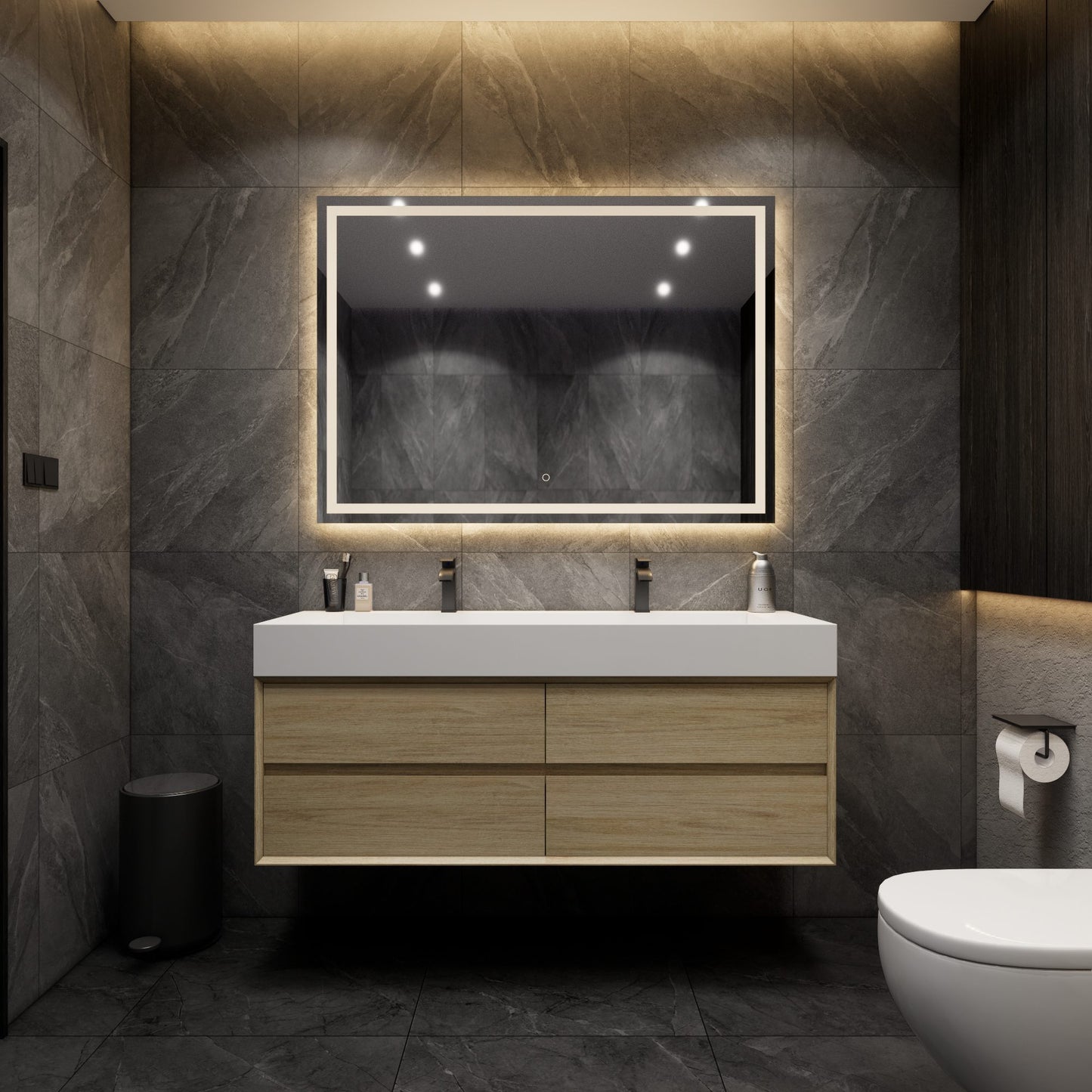 Max 60" Double Sink with FLX Acrylic Sink - Modern Bathroom Vanity - Better Vanity Best Vanities