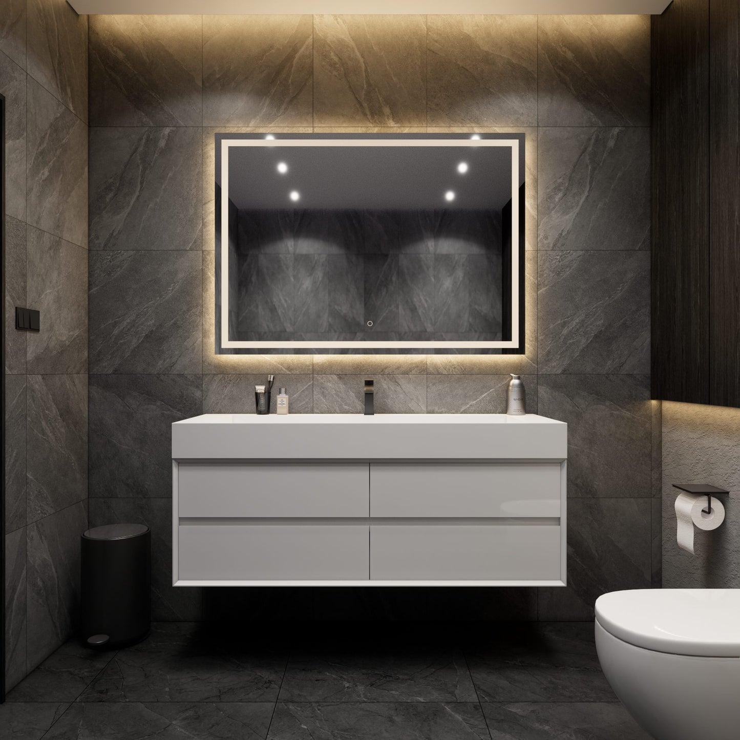 Max 60" Gloss White Bathroom Vanity Easy Install with Single FLX Acrylic Sink - Better Vanity