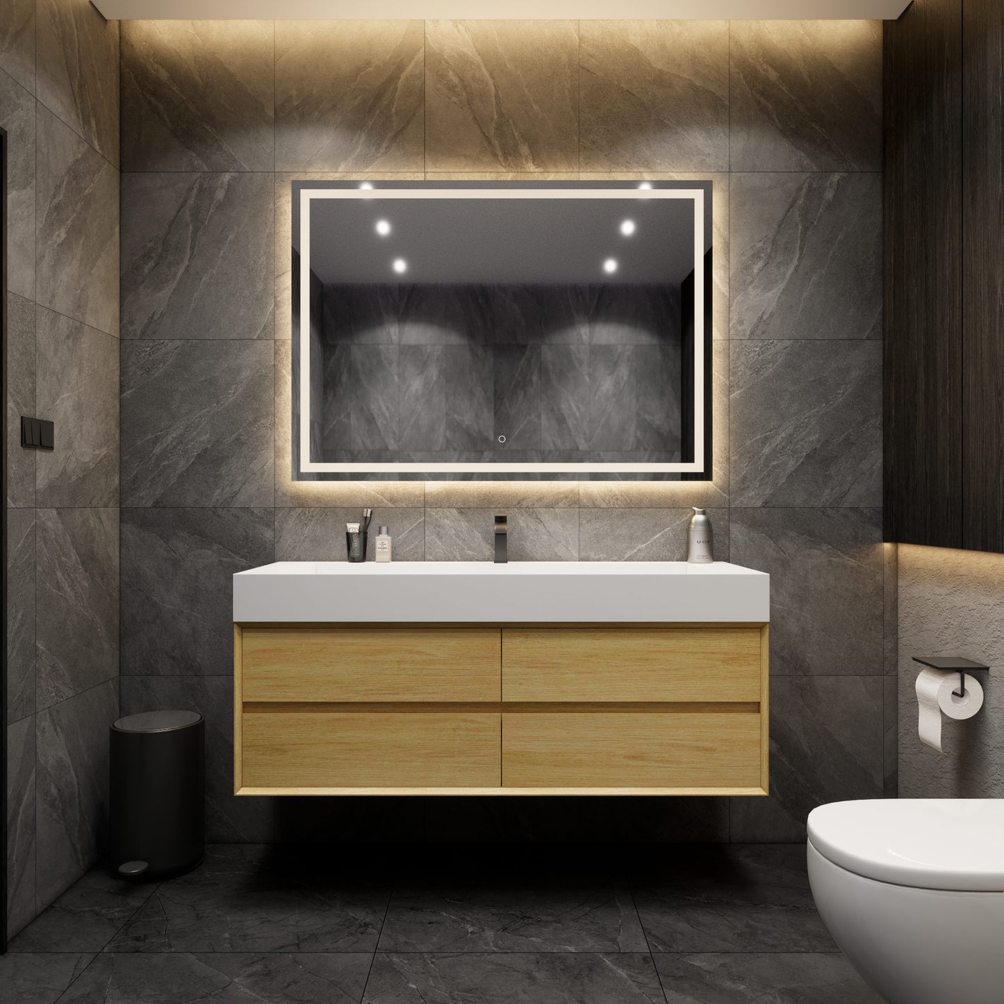 Max 60" Teak Oak Modern Bathroom Vanity Easy Install with Single FLX Acrylic Sink - Better Vanity
