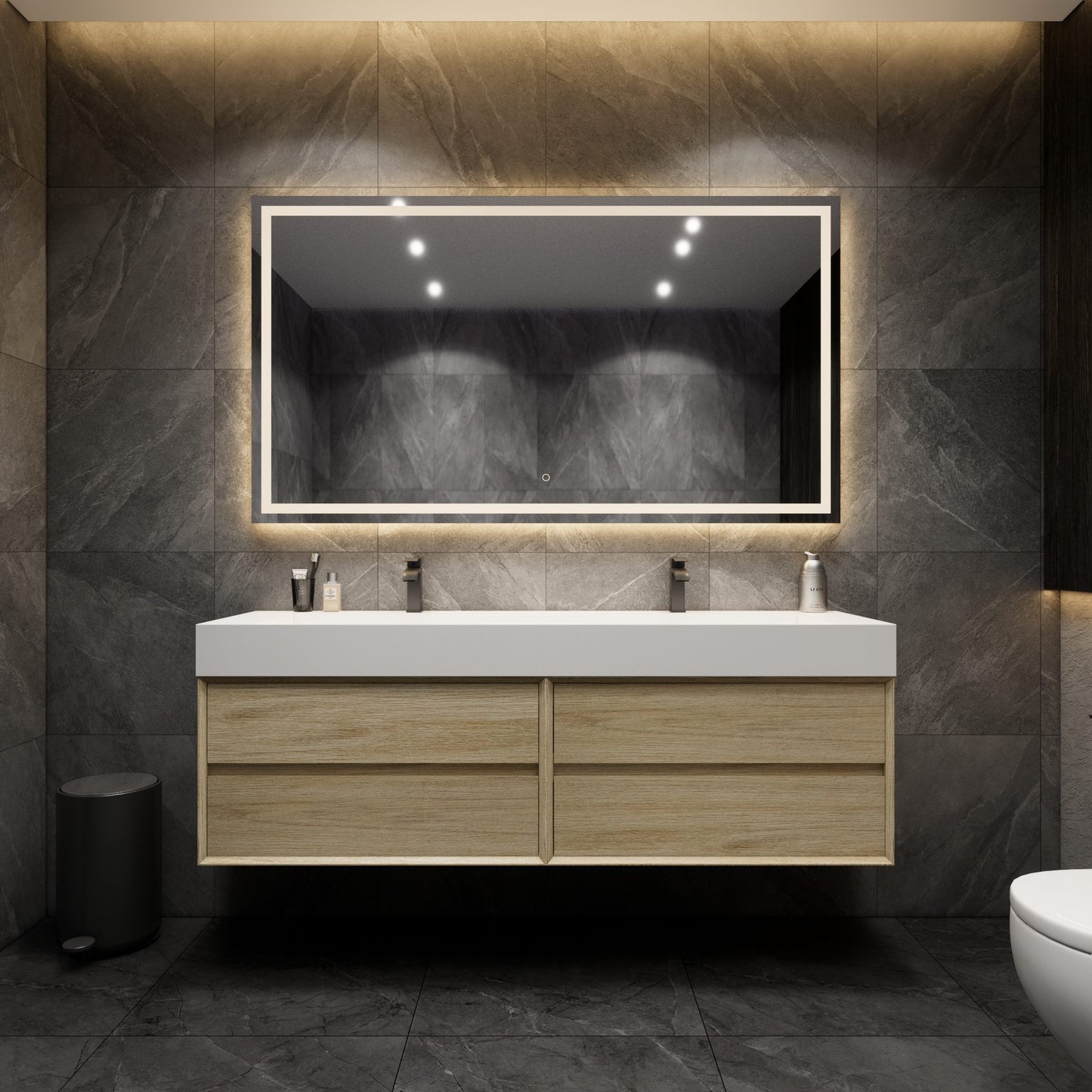 Max 72" Coffee Wood Modern Bathroom Vanity with Double Acrylic FLX Sink - Better Vanity Best Bathroom Vanities USA