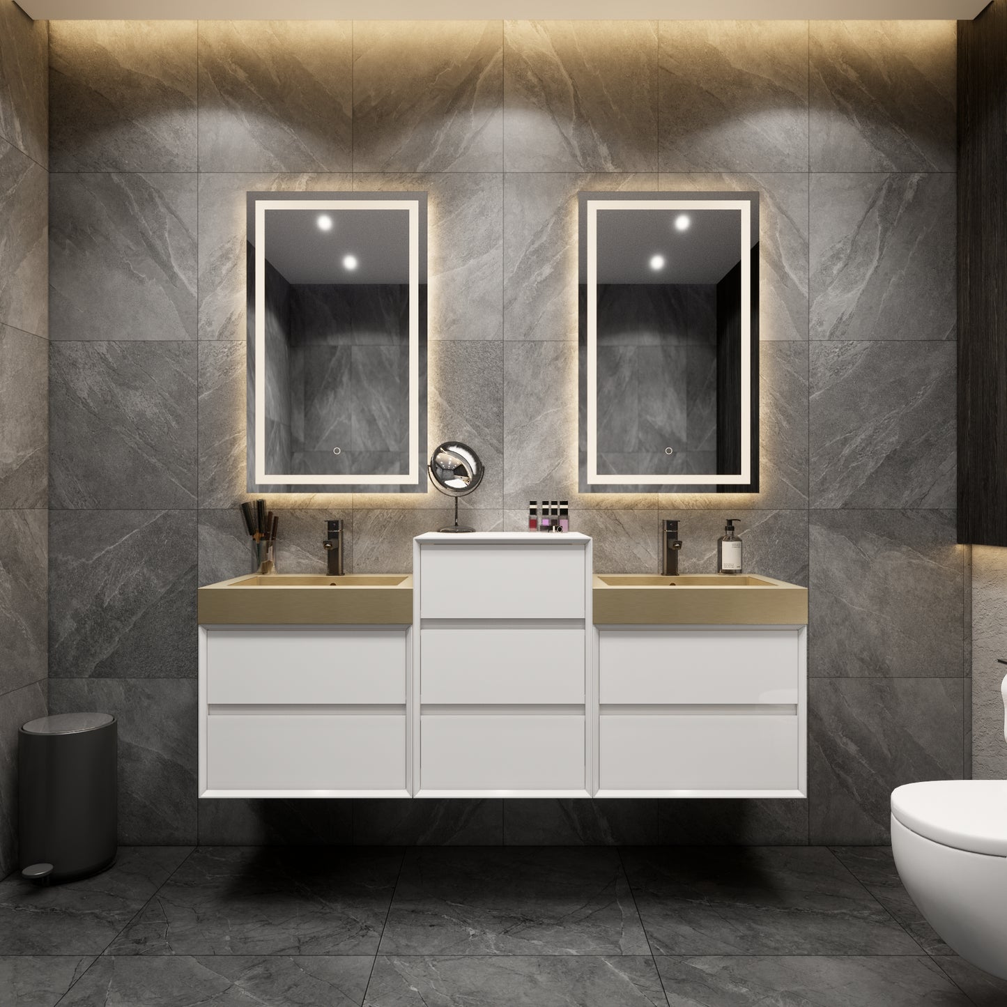 Max Wall Mounted Floating Bath Vanity with Sink | Coffee Wood