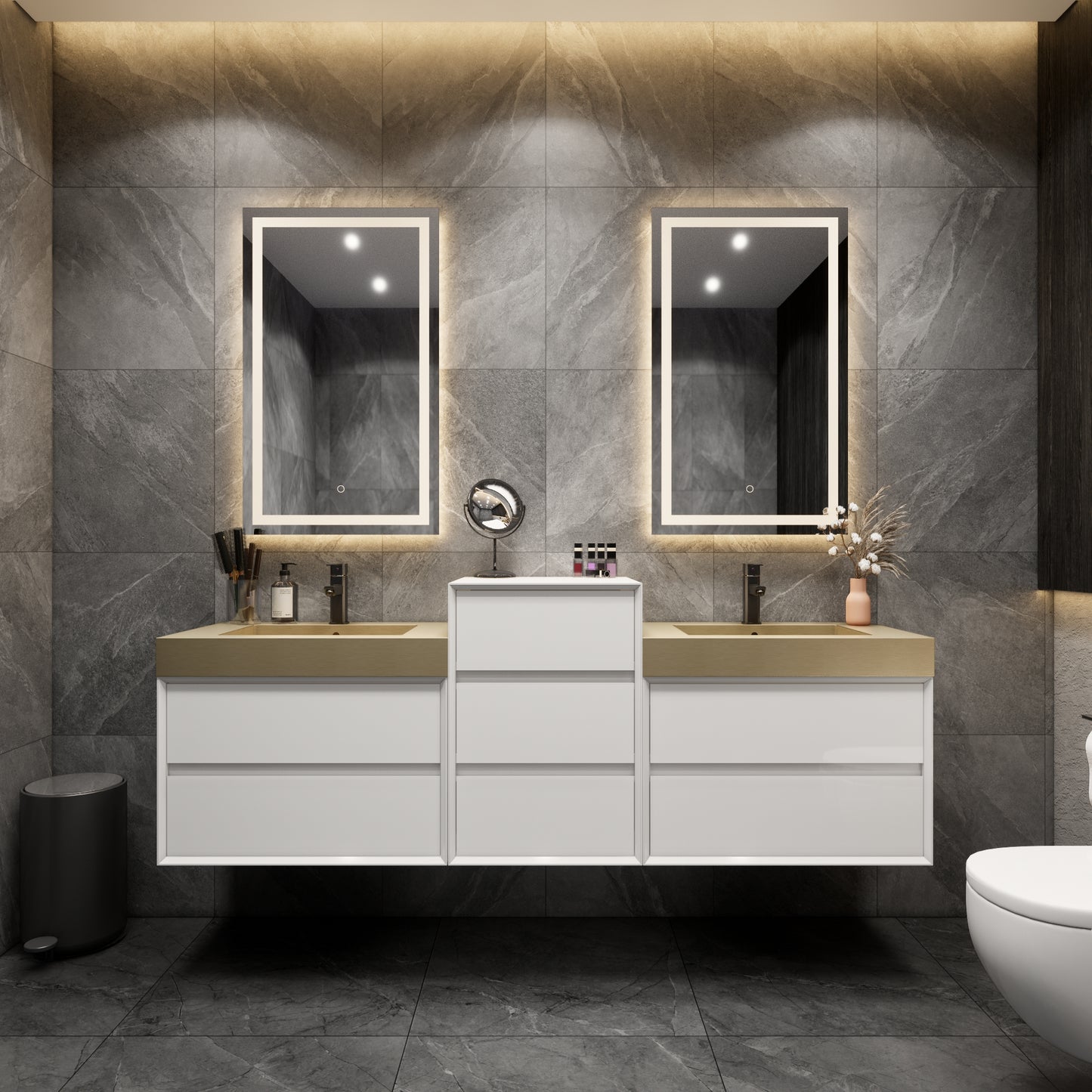 Max Wall Mounted Floating Bath Vanity with Sink | Coffee Wood