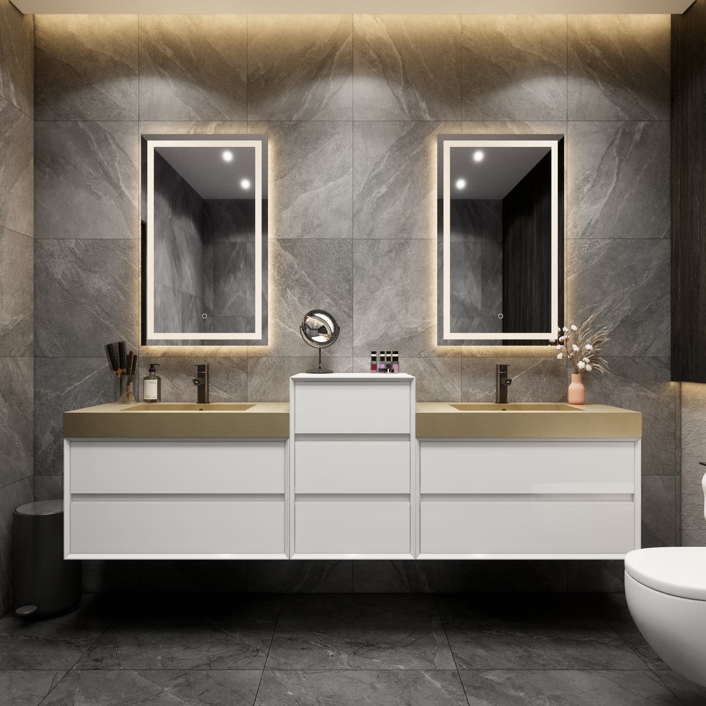 Max Wall Mounted Floating Bath Vanity with Sink | Coffee Wood