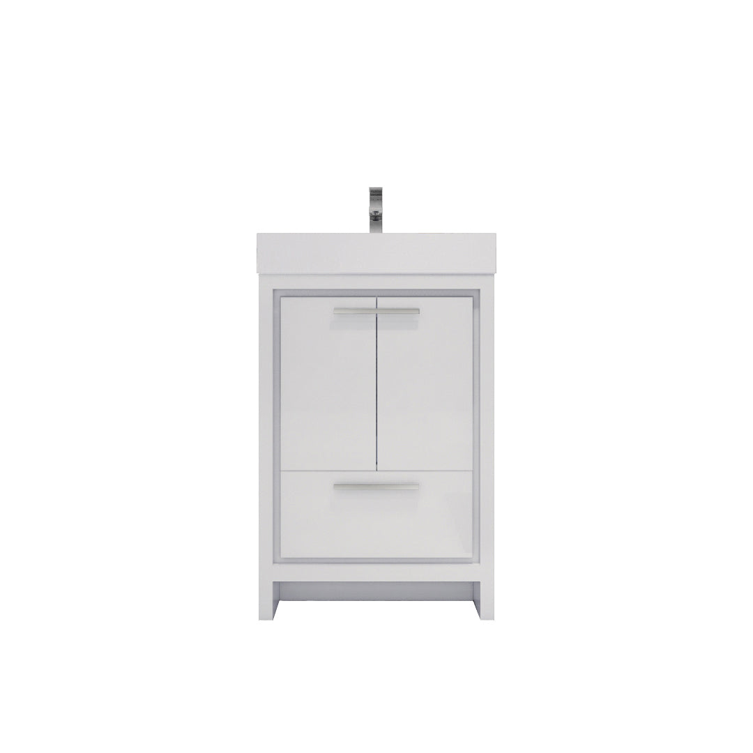 Azure 24" High Gloss White Freestanding Vanity with Reinforced Acrylic Sink