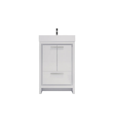 Azure 24" High Gloss White Freestanding Vanity with Reinforced Acrylic Sink