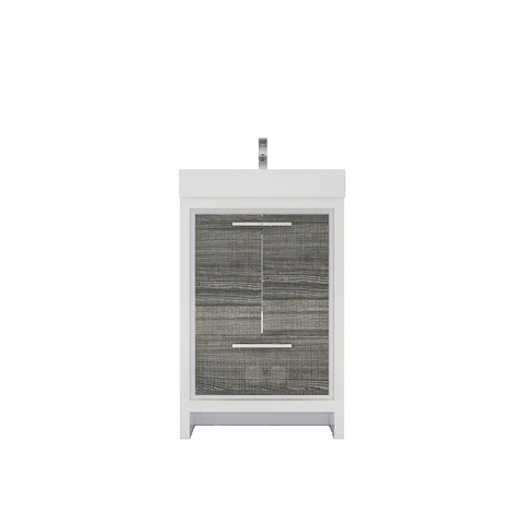 Azure 24" High Gloss Ash Gray Freestanding Vanity with Reinforced Acrylic Sink