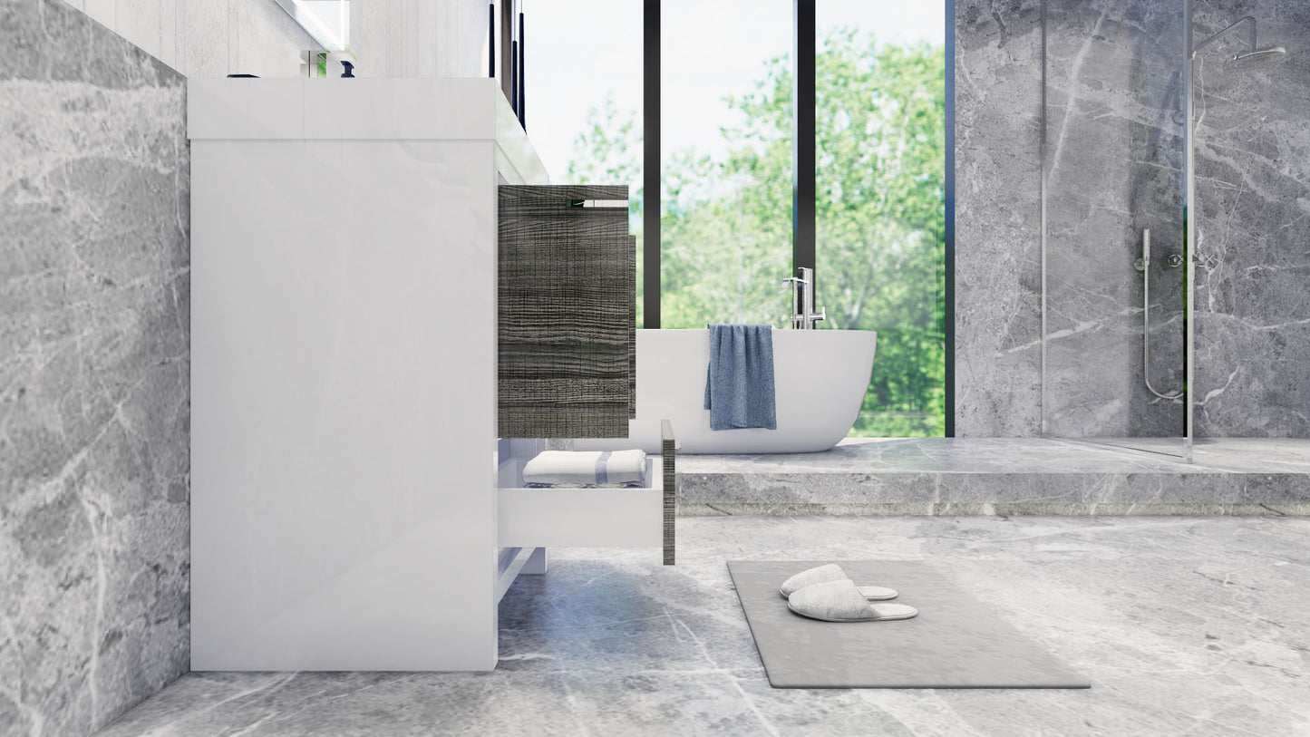 Azure 24" High Gloss Ash Gray Freestanding Vanity with Reinforced Acrylic Sink