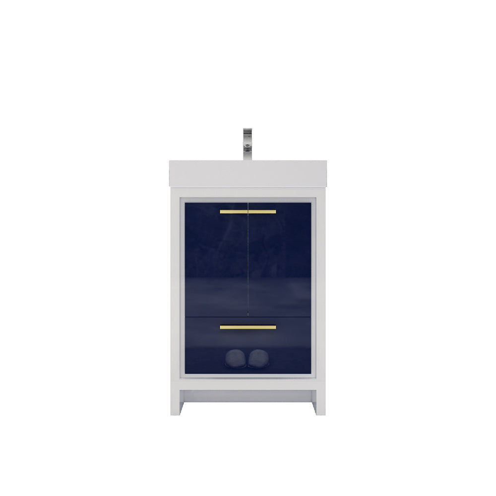 Azure 24" High Gloss Night Blue Freestanding Vanity with Reinforced Acrylic Sink