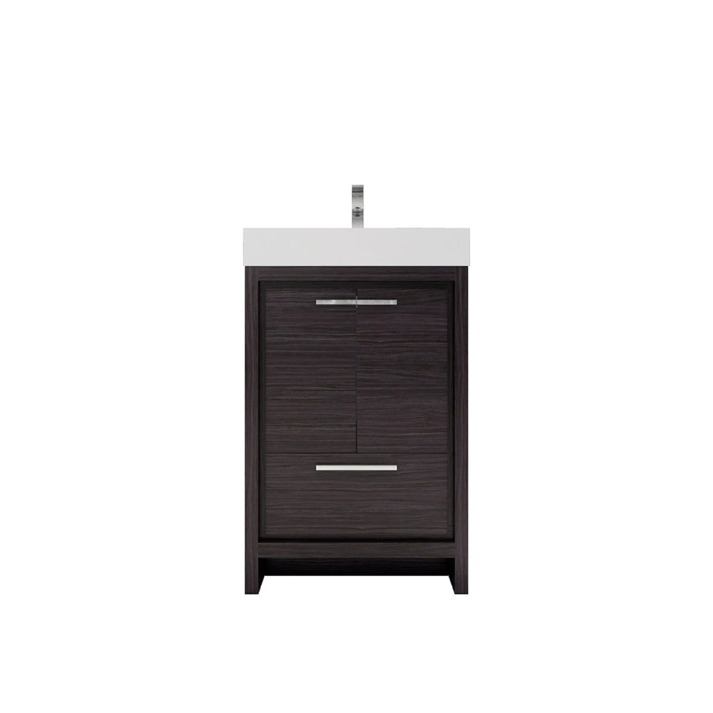 Azure 24" Dark Gray Oak Freestanding Vanity with Reinforced Acrylic Sink