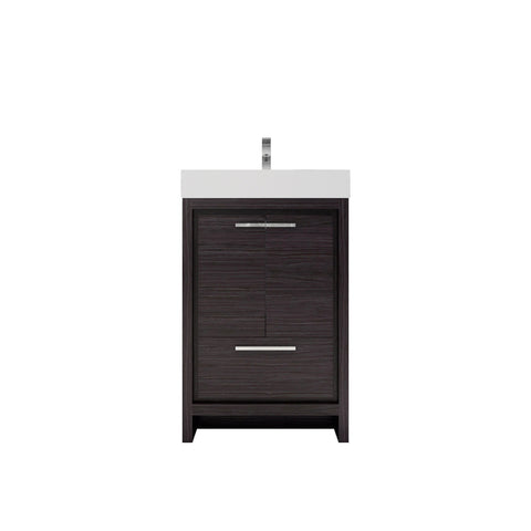 Azure 24" Dark Gray Oak Freestanding Vanity with Reinforced Acrylic Sink