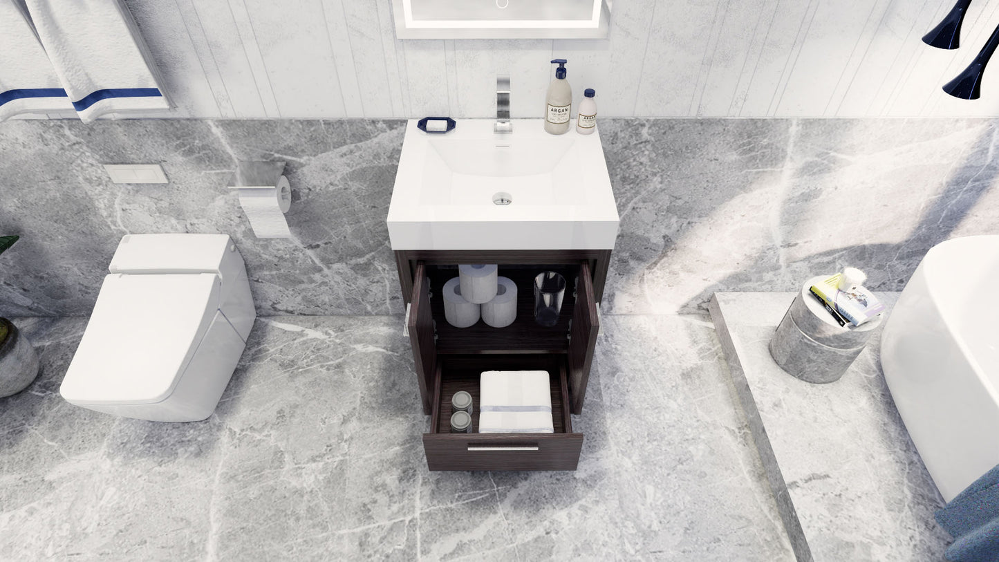 Azure 24" Dark Gray Oak Freestanding Vanity with Reinforced Acrylic Sink