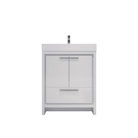 Azure 30" High Gloss White Freestanding Vanity with Reinforced Acrylic Sink