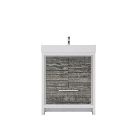 Azure 30" High Gloss Ash Gray Freestanding Vanity with Reinforced Acrylic Sink