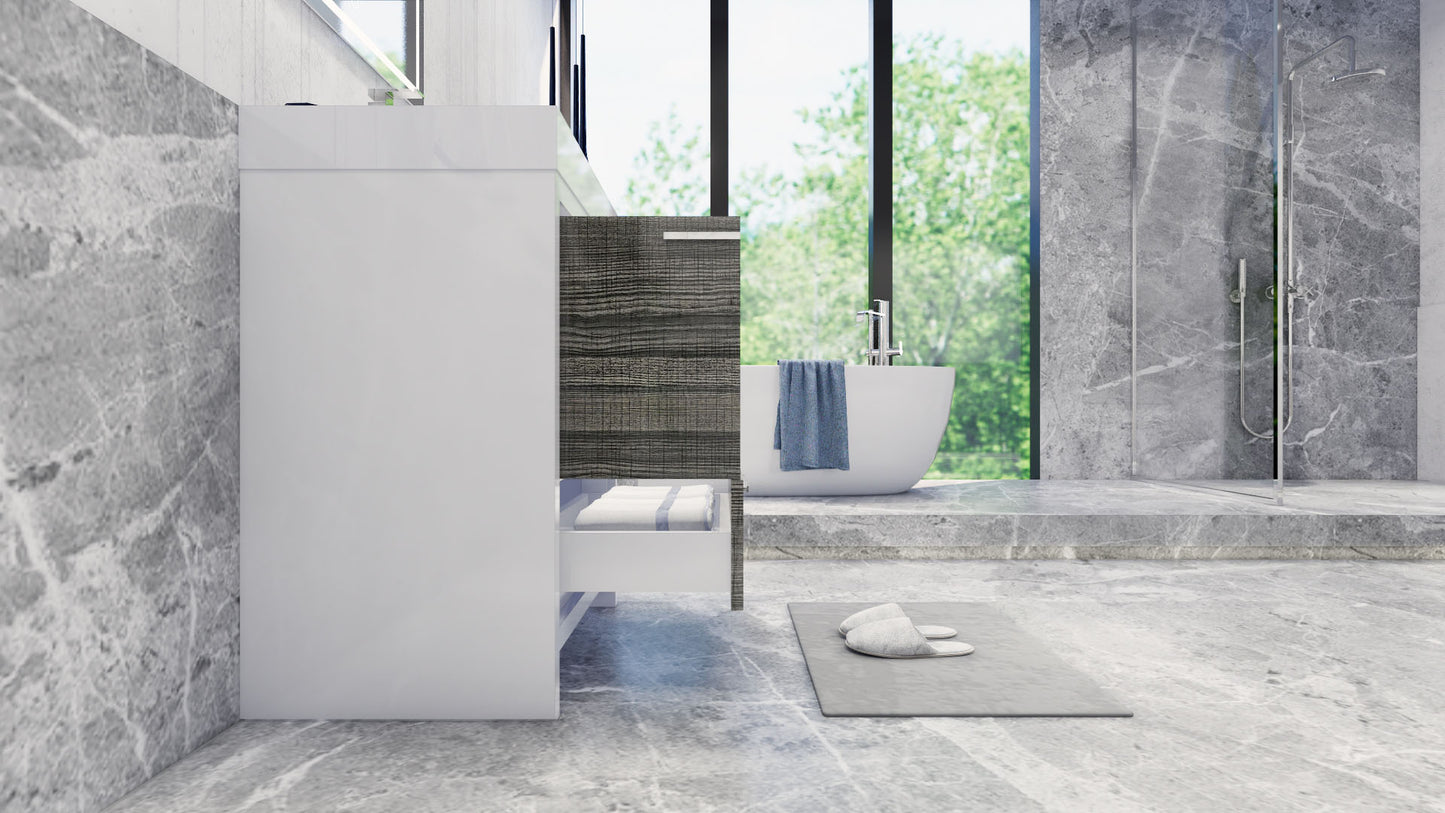 Azure 30" High Gloss Ash Gray Freestanding Vanity with Reinforced Acrylic Sink