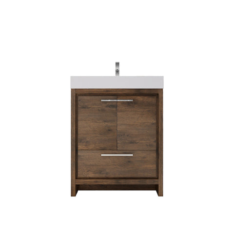 Azure 30" Rosewood Freestanding Vanity with Reinforced Acrylic Sink
