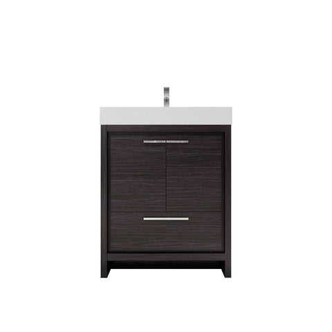 Azure 30" Dark Gray Oak Freestanding Vanity with Reinforced Acrylic Sink