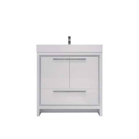 Azure 36" High Gloss White Freestanding Vanity with Reinforced Acrylic Sink