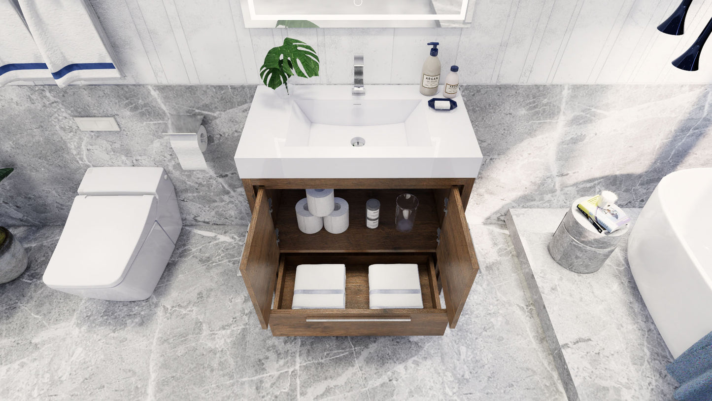 Azure 36" Rosewood Freestanding Vanity with Reinforced Acrylic Sink