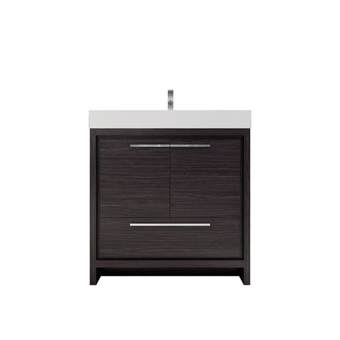 Azure 36" Dark Gray Oak Freestanding Vanity with Reinforced Acrylic Sink