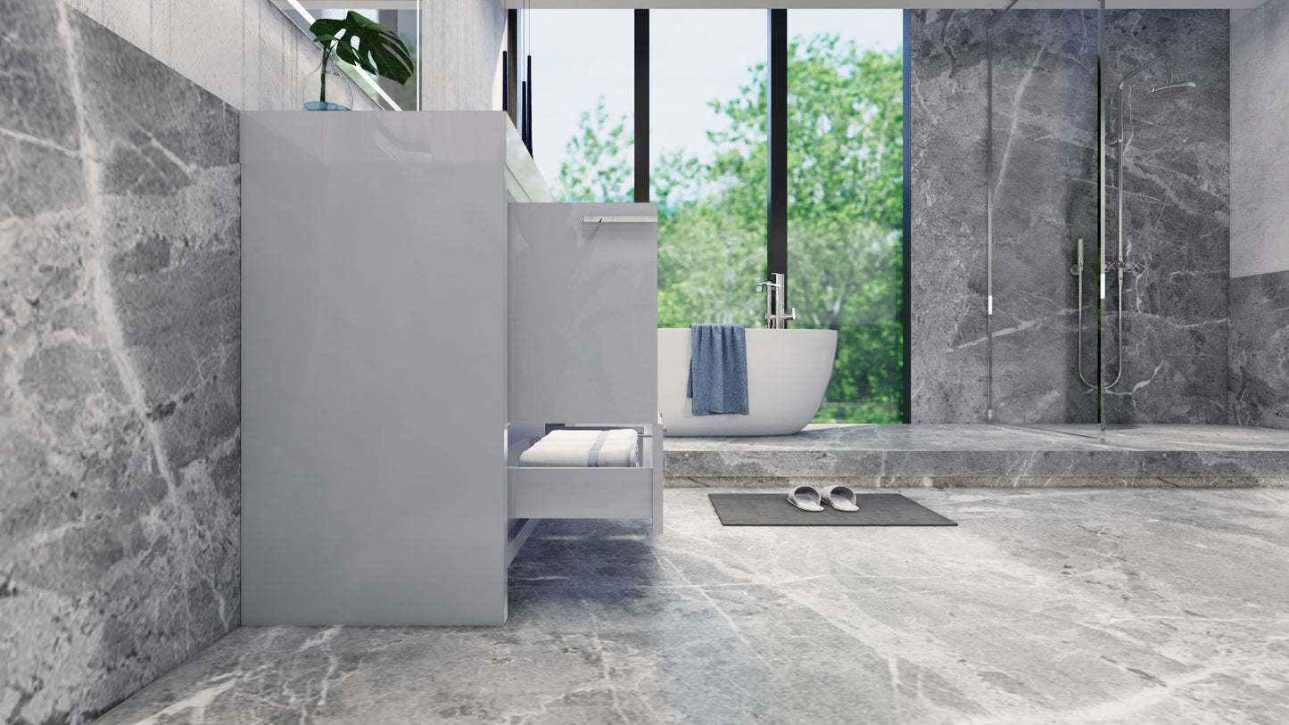 Azure 42" High Gloss White Freestanding Vanity with Reinforced Acrylic Sink (Right Side Drawers)
