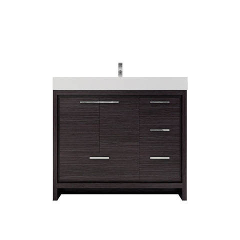 Azure 42" Dark Gray Oak Freestanding Vanity with Reinforced Acrylic Sink (Right Side Drawers)