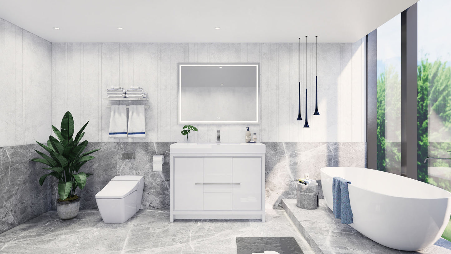 Azure 48" High Gloss White Freestanding Vanity with Reinforced Acrylic Sink