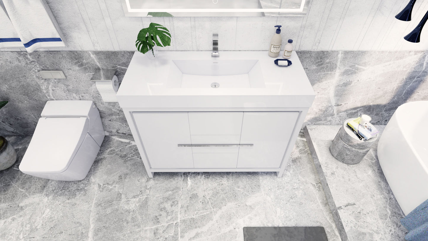 Azure 48" High Gloss White Freestanding Vanity with Reinforced Acrylic Sink