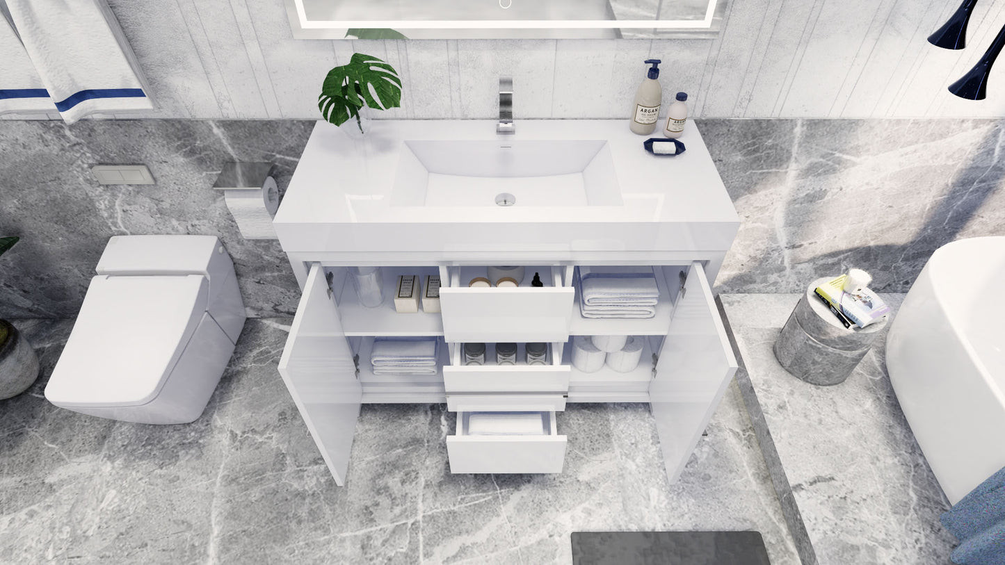 Azure 48" High Gloss White Freestanding Vanity with Reinforced Acrylic Sink
