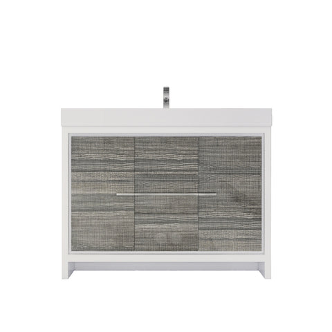 Azure 48" High Gloss Ash Gray Freestanding Vanity with Reinforced Acrylic Sink