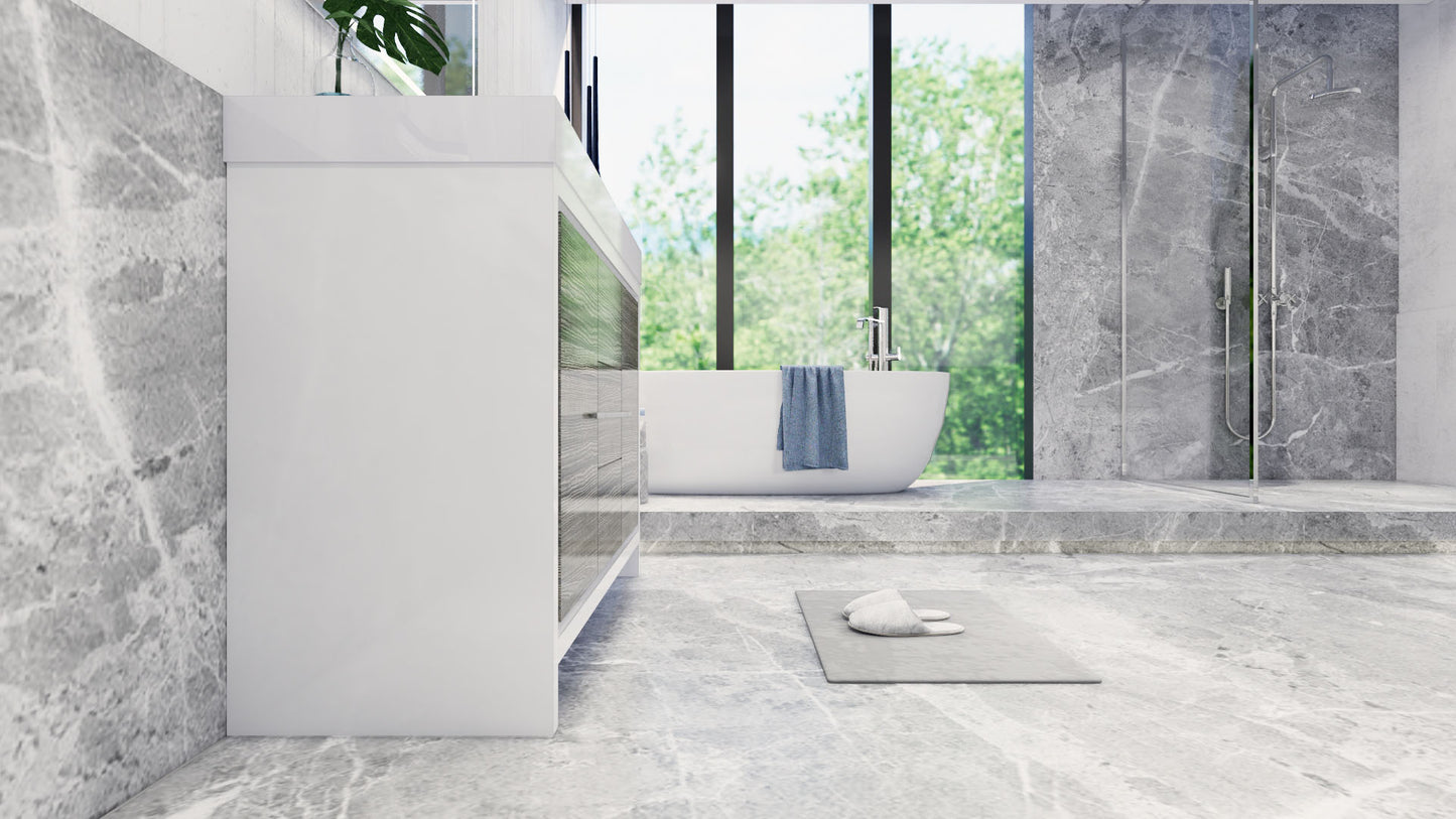 Azure 48" High Gloss Ash Gray Freestanding Vanity with Reinforced Acrylic Sink