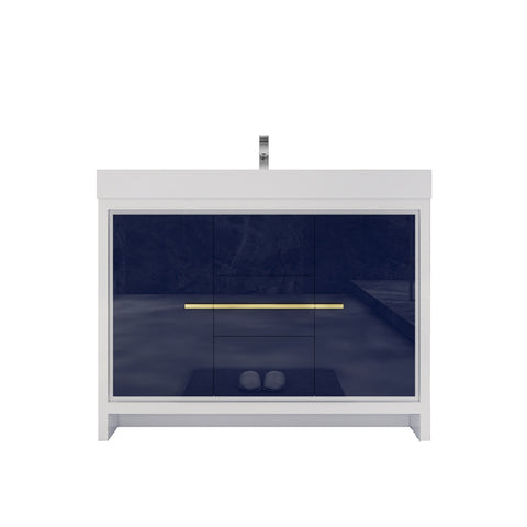 Azure 48" High Gloss Night Blue Freestanding Vanity with Reinforced Acrylic Sink