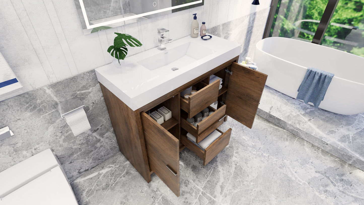 Azure 48" Rosewood Freestanding Vanity with Reinforced Acrylic Sink