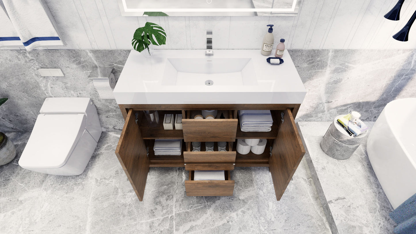 Azure 48" Rosewood Freestanding Vanity with Reinforced Acrylic Sink