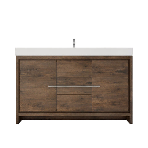 Azure 60" Rosewood Freestanding Vanity with Reinforced Acrylic Sink