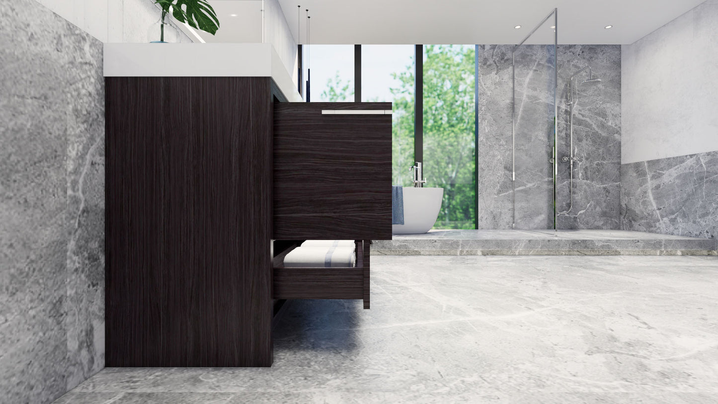 Azure 72" Dark Gray Oak Freestanding Vanity with Reinforced Acrylic Sinks