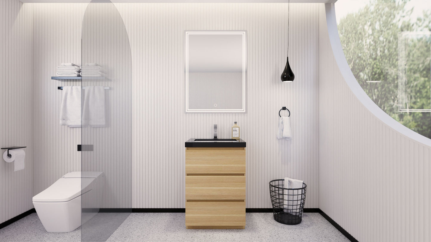 Stanley 24" White Oak Freestanding Vanity with Reinforced Acrylic Sink