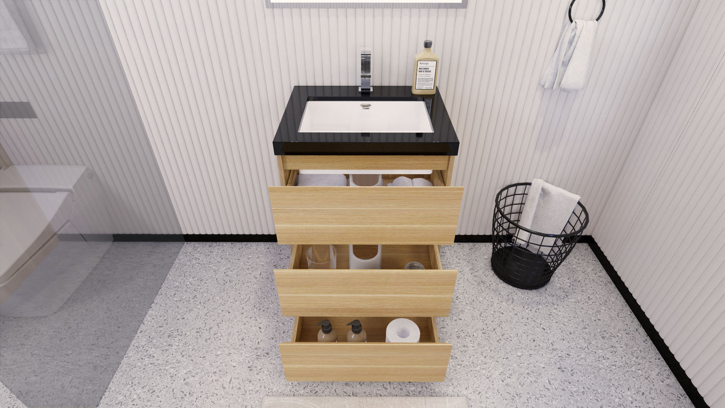 Stanley 24" White Oak Freestanding Vanity with Reinforced Acrylic Sink