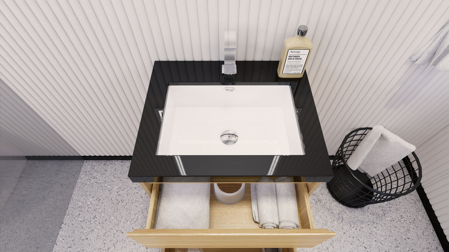 Stanley 24" White Oak Freestanding Vanity with Reinforced Acrylic Sink