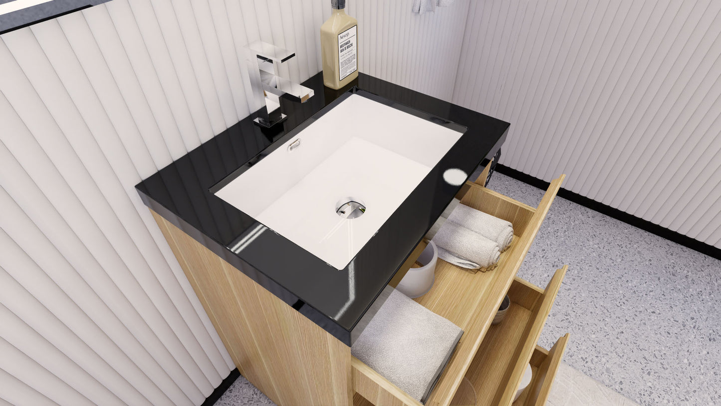 Stanley 24" White Oak Freestanding Vanity with Reinforced Acrylic Sink